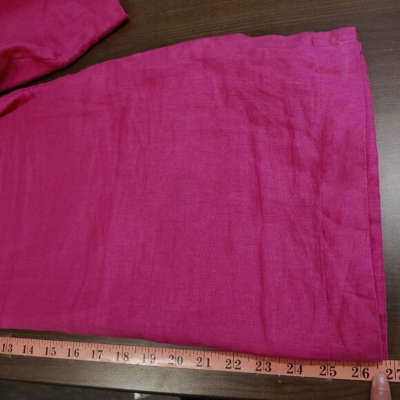 J. Jill Linen Top Women M Pink Lagenlook Boho Barbie Bright Resort Coastal Beach - Picture 11 of 15